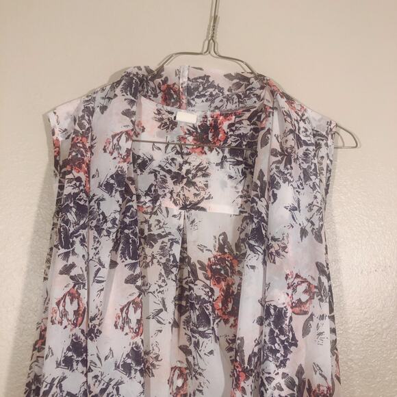Nordstrom Wild Pearl White Tone Lightweight Floral Print Kimono Cardigan XS - Picture 2 of 10